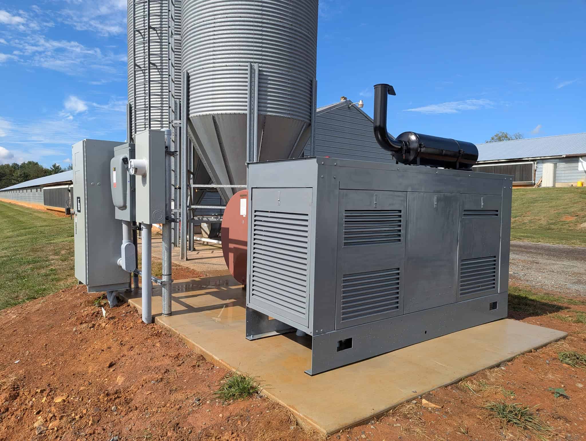 Agricultural Generator Installation next to feed silo.
