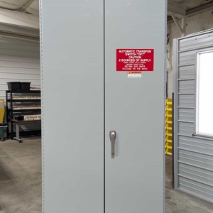 Asco H03AUSA30800NGXM 800 Amp ATS front view with cabinet doors closed